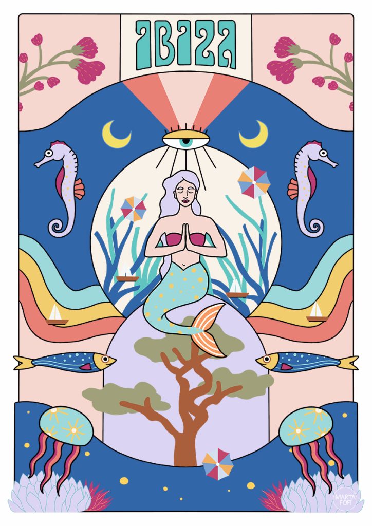 Mermaid meditating in Ibiza